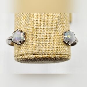 KENDRA SCOTT Arden Rhodium Open Pinch Cuff Bracelet Irridescent Glass